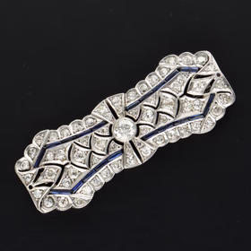 Platinum French Sapphire & Diamond Brooch