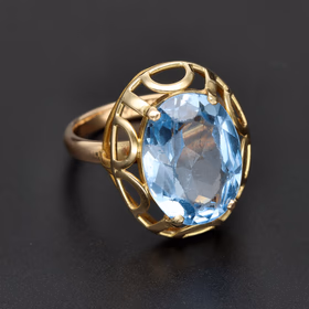 14ct Gold Vintage Blue Topaz Ring