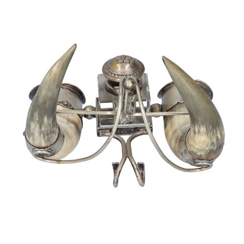19th Century Irish Silver Plated Horn Desk Stand image-5