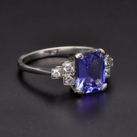 Platinum Tanzanite and Diamond Ring
