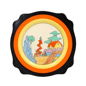 Clarice Cliff Orange Roof Cottage Leda Plate