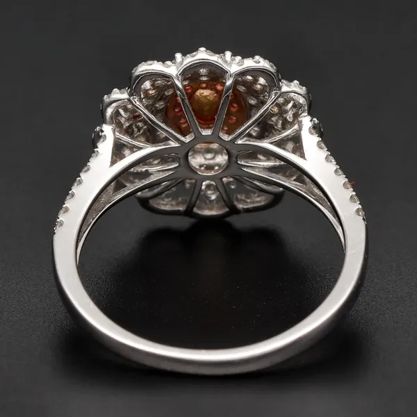 18ct White Gold Pink Diamond & Diamond Cluster Ring