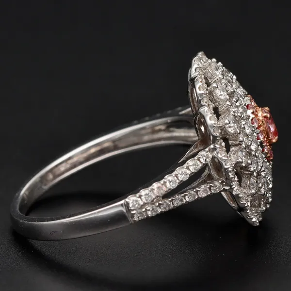 18ct White Gold Pink Diamond & Diamond Cluster Ring