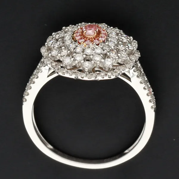 18ct White Gold Pink Diamond & Diamond Cluster Ring