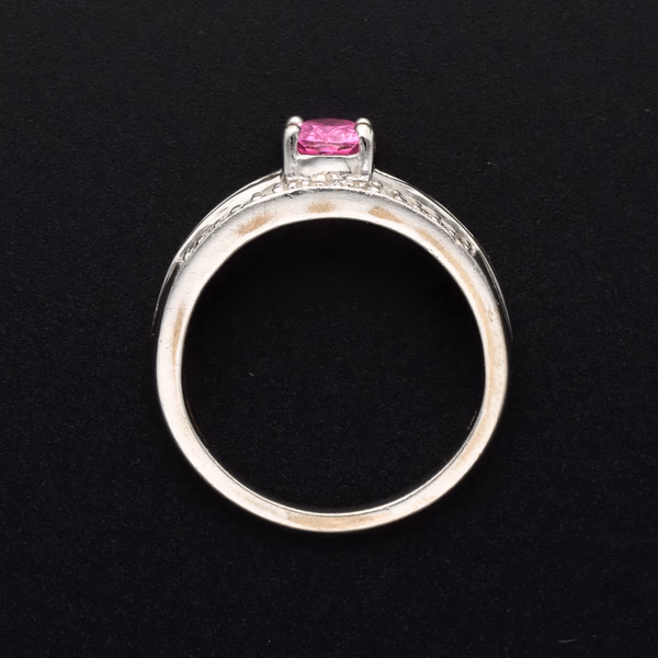 18ct White Gold Pink Sapphire & Diamond Ring