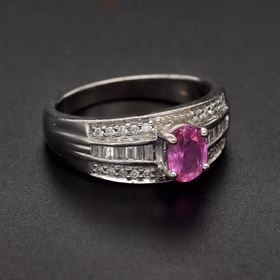 18ct White Gold Pink Sapphire & Diamond Ring