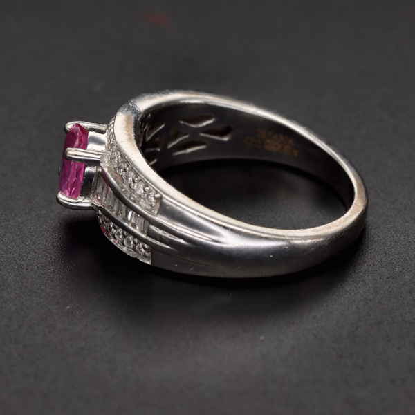 18ct White Gold Pink Sapphire & Diamond Ring