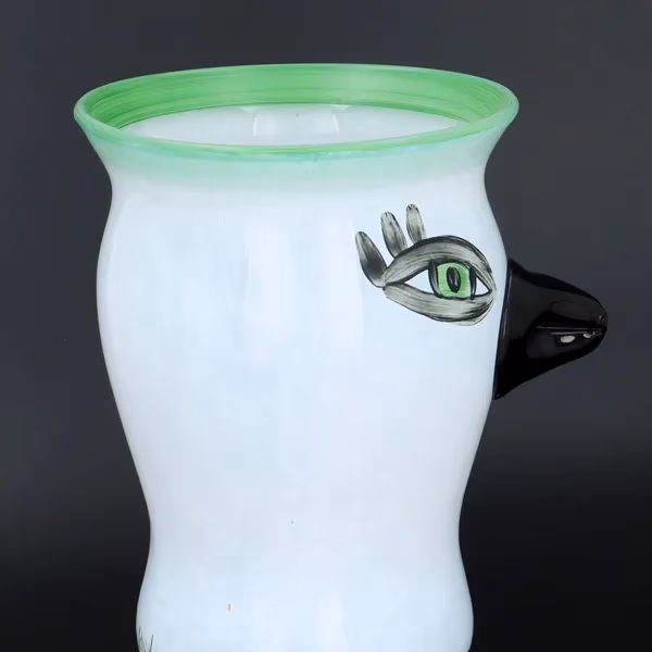 Large Hand Painted Kosta Boda Bird Vase