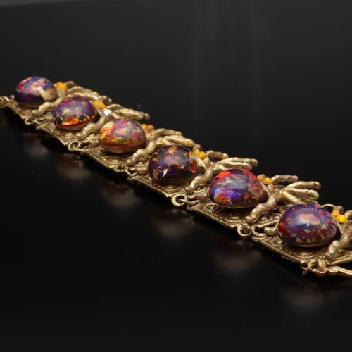 Rare Vintage Dragons Breath Fire Opal Spider Bracelet image-3