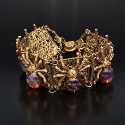 Rare Vintage Dragons Breath Fire Opal Spider Bracelet image-4