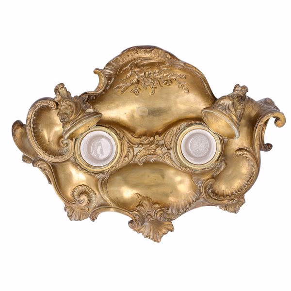 Antique French Bronze Double Inkwell
