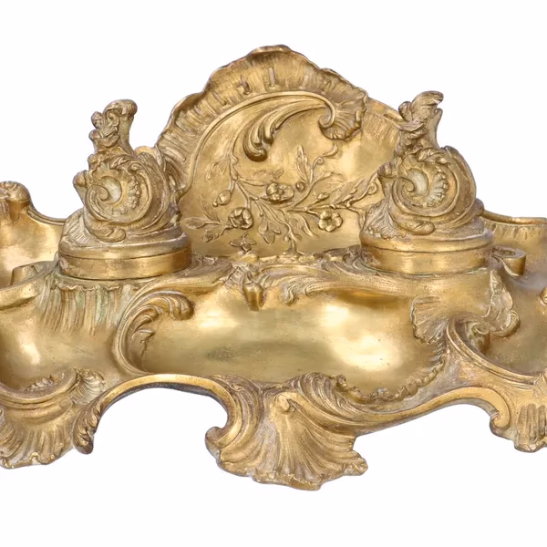 Antique French Bronze Double Inkwell