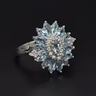 18ct White Gold Aqua and Diamond Ring