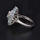 18ct White Gold Aqua and Diamond Ring