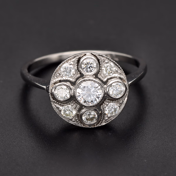 Platinum & Diamond Art Deco Inspired Ring