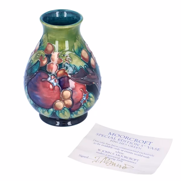 Moorcroft Finches Special Events Vase