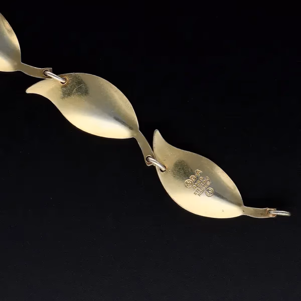 Vintage David Andersen by Willy Winnaess Norwegian Vermeil Silver & White Enamel Single Leaf Bracelet