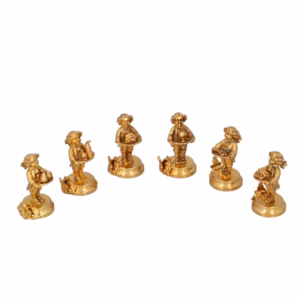 Vintage Continental Silver-Gilt Novelty Figure Name Place Settings