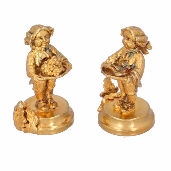 Vintage Continental Silver-Gilt Novelty Figure Name Place Settings