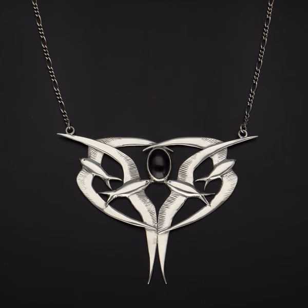 Vintage Joanna Thomson Sterling Silver & Garnet 'Swallow' Jewellery Suite