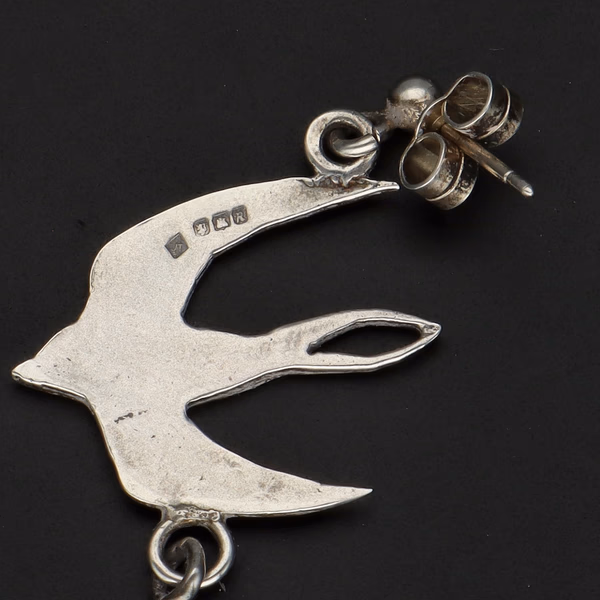 Vintage Joanna Thomson Sterling Silver & Garnet 'Swallow' Jewellery Suite