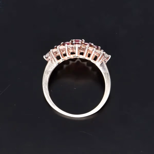Silver Ruby and Diamond Cocktail Ring