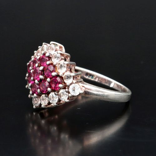Silver Ruby and Diamond Cocktail Ring image-3