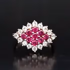 Silver Ruby and Diamond Cocktail Ring