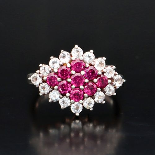 Silver Ruby and Diamond Cocktail Ring image-2