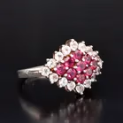 Silver Ruby and Diamond Cocktail Ring
