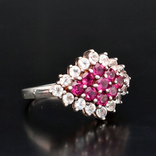 Silver Ruby and Diamond Cocktail Ring image-1