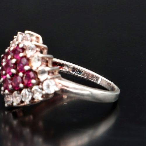 Silver Ruby and Diamond Cocktail Ring image-5