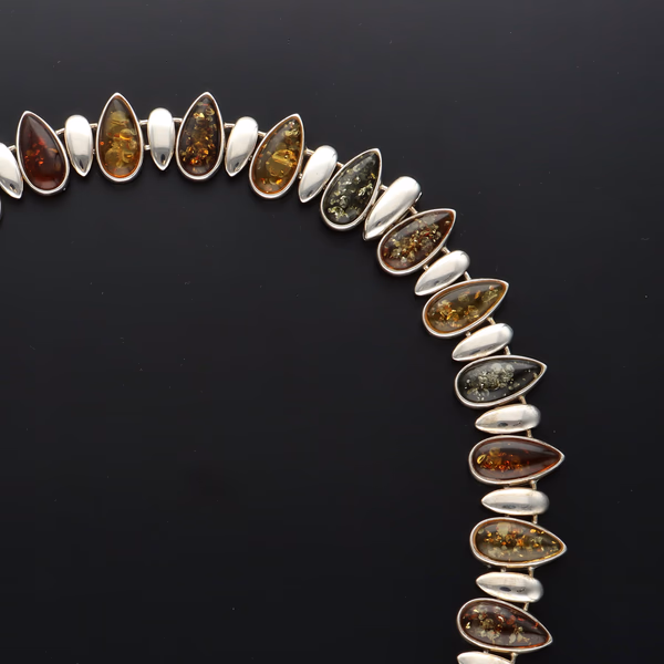 Silver and Amber Necklace