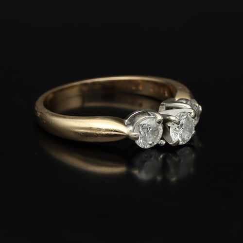 18ct Yellow Gold Diamond Trilogy Ring image-1