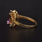 14ct Gold Amethyst - Diamond - Yellow Sapphire Dress Ring