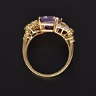 14ct Gold Amethyst - Diamond - Yellow Sapphire Dress Ring
