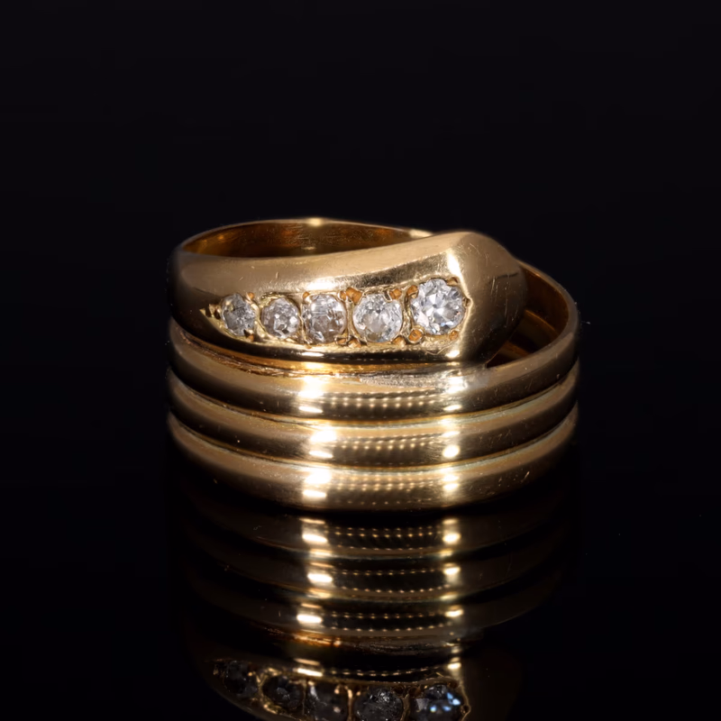 360° view of The Antique 1890 Victorian Diamond Snake Ring