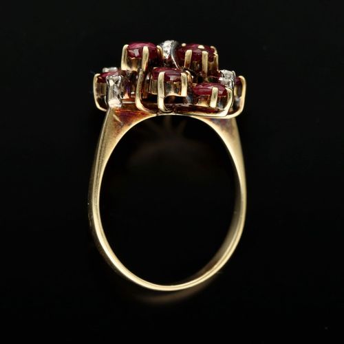 14ct Gold Ruby and Diamond Cluster Ring image-6