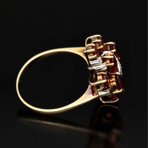 14ct Gold Ruby and Diamond Cluster Ring image-4