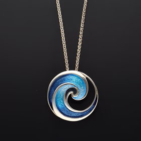 Silver and Enamel Pendant Necklace