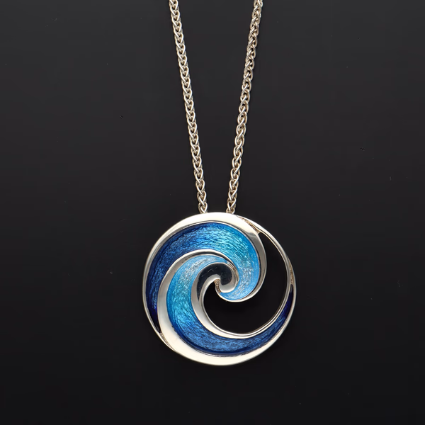 Silver and Enamel Pendant Necklace