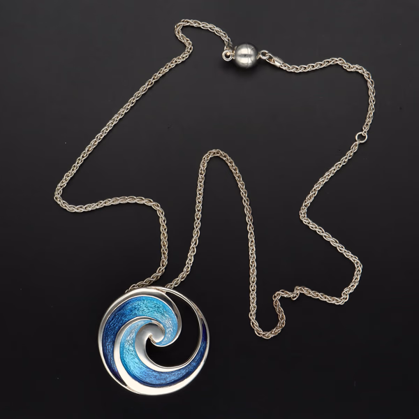 Silver and Enamel Pendant Necklace