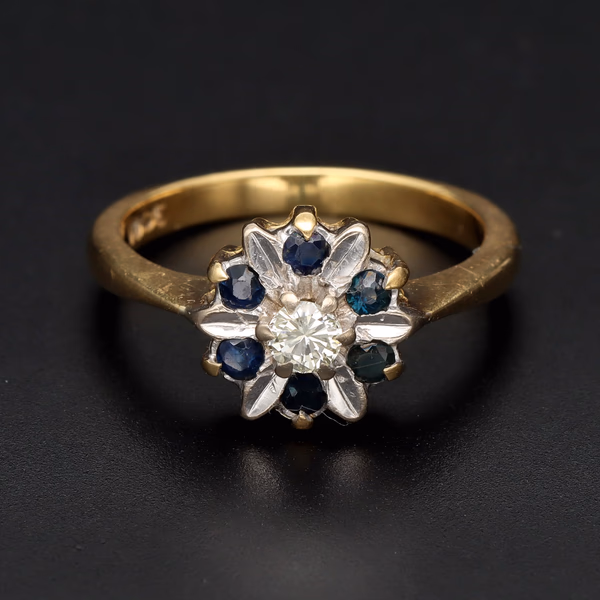 18ct Gold Diamond Sapphire Ring