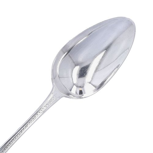 Pair of Georgian Bright Cut Sterling Silver Serving Spoons image-3