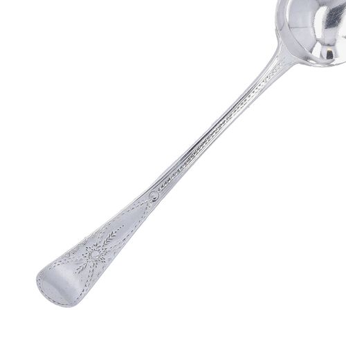 Pair of Georgian Bright Cut Sterling Silver Serving Spoons image-2