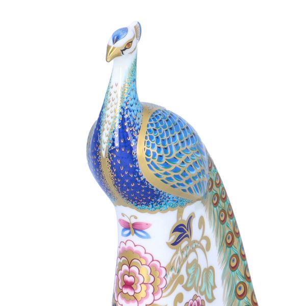 Boxed Royal Crown Derby Paperweight of a Peacock