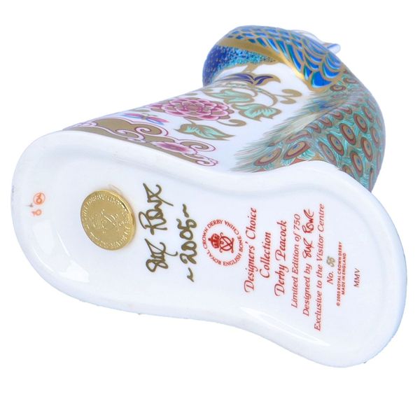 Boxed Royal Crown Derby Paperweight of a Peacock