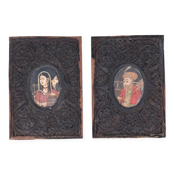 Rare Pair of Miniature Indian School High Society Portraits