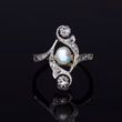 360° view of The Antique 1917 Baroque Pearl and Rose Cut Diamond Elaborate Ring