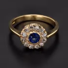 18ct Yellow Gold Sapphire & Diamond Cluster Ring